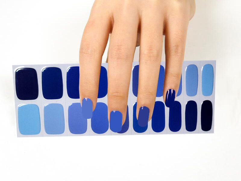 Ethereal indigo semicured blue gel nails