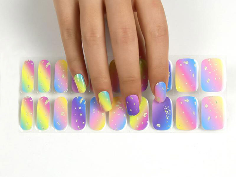 Whimsical meadow semicured cute nail design