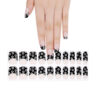 Black french tip nails with floral design semi-cured as gel nail stickers