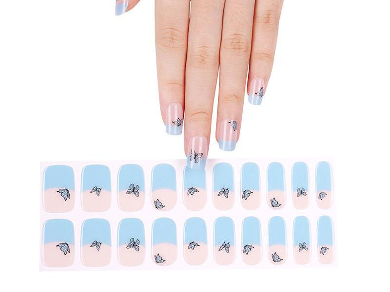 Celestial flutter tips semicured gel nail butterfly nail designs