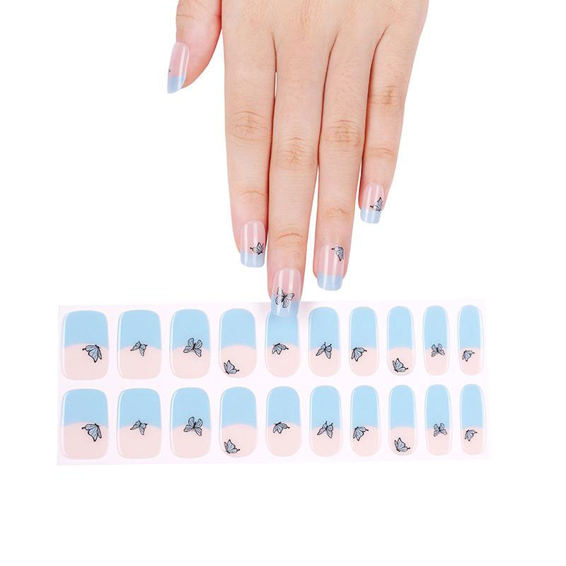 Celestial flutter tips semicured gel nail butterfly nail designs