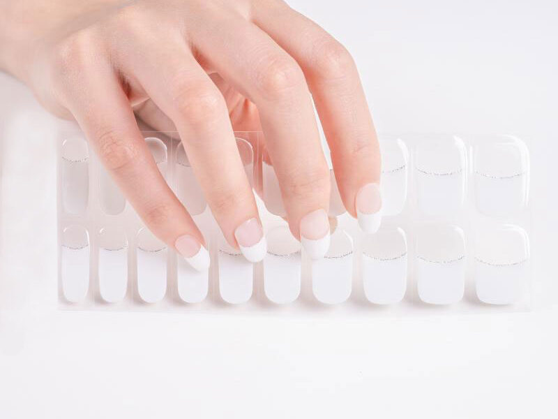 White French Tips Crystal frost semicured gel nail stickers