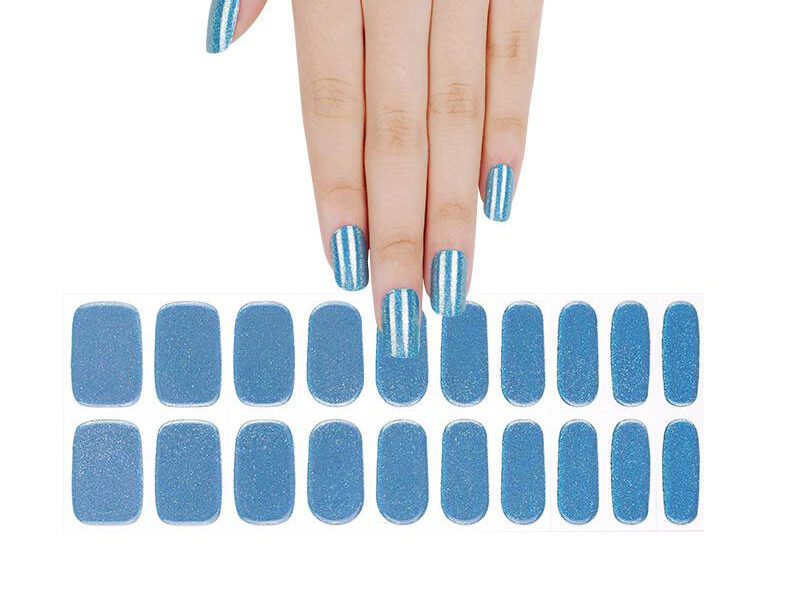 Radiant sea blue semicured shimmery blue nails