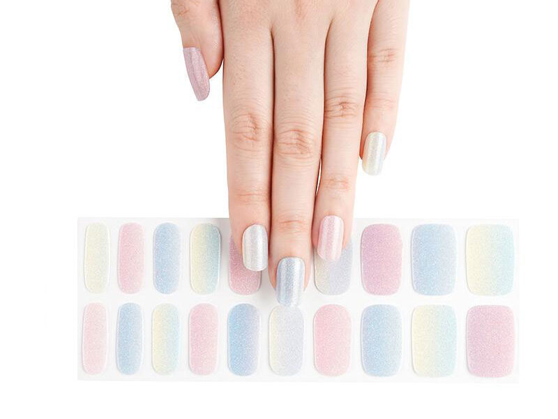 Shimmering pastels semicured shimmer gel nails