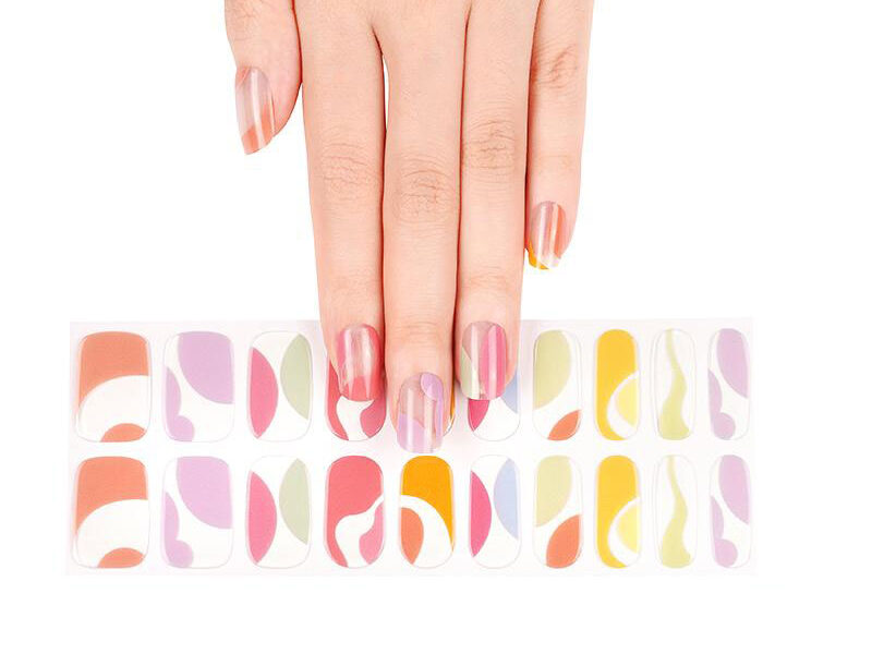 Twirly delight semicured abstract nail design